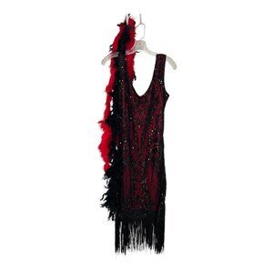Red & Black Sequin Flapper Dress Costume Set – FUNDAISY XXL